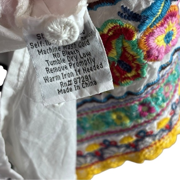 JOHNNY WAS EMBROIDERED EYELET BOHO PULLOVER TUNIC TOP - Picture 15 of 16